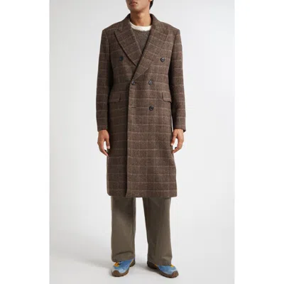 Our Legacy Mens Dorf Check Whale Double-breasted Wool Coat In Brown