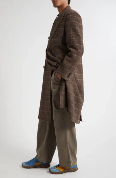 Our Legacy Mens Dorf Check Whale Double-breasted Wool Coat In Brown
