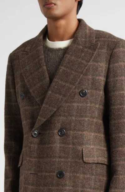Our Legacy Mens Dorf Check Whale Double-breasted Wool Coat In Brown
