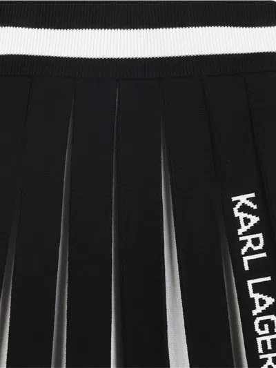 Karl Lagerfeld Black Skirt For Girl With Logo In Black