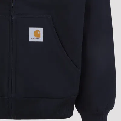 Carhartt Hooded Jacket With Pockets And Ribbed Finish In Blue