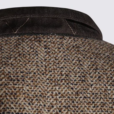 Brunello Cucinelli Waist Belted Lapel Sleeveless Textured Jacket In Brown