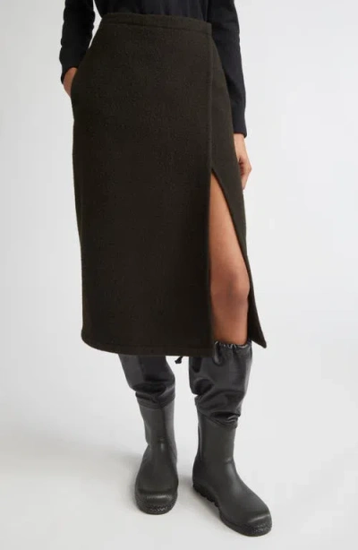 Rier Wool Fleece Wrap Skirt In Black