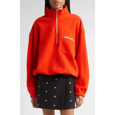 Rier Wool Fleece Half Zip Sweatshirt In Red