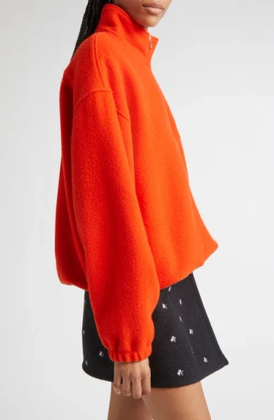 Rier Wool Fleece Half Zip Sweatshirt In Red