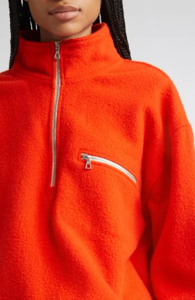 Rier Wool Fleece Half Zip Sweatshirt In Red