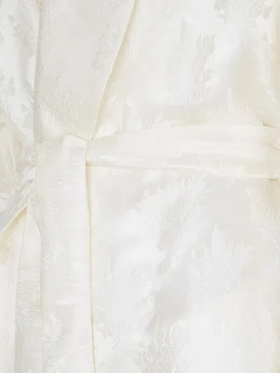 Fendi Jacquard Silk Blazer With Floral Motif In White