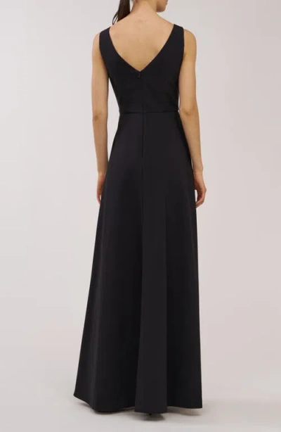 Kay Unger Palmer Sleeveless Maxi Jumpsuit In Black