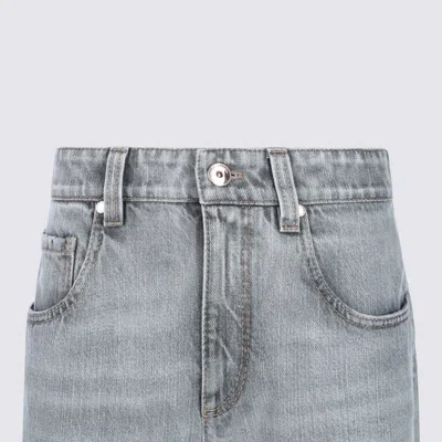 Brunello Cucinelli Grey Cotton Denim Jeans In Gray