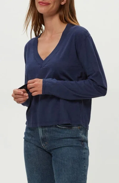 Michael Stars Brea V-neck Supima Cotton Top In Blue