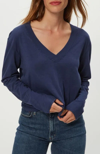 Michael Stars Brea V-neck Supima Cotton Top In Blue