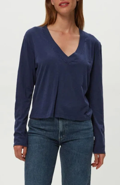 Michael Stars Brea V-neck Supima Cotton Top In Blue