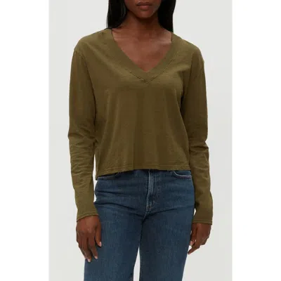 Michael Stars Brea V-neck Supima Cotton Top In Green