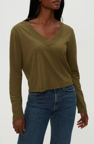 Michael Stars Brea V-neck Supima Cotton Top In Green