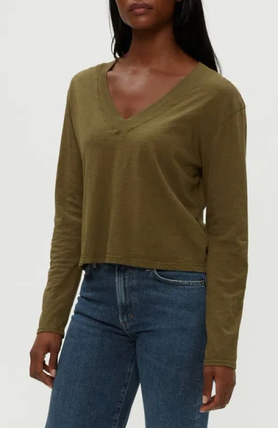 Michael Stars Brea V-neck Supima Cotton Top In Green