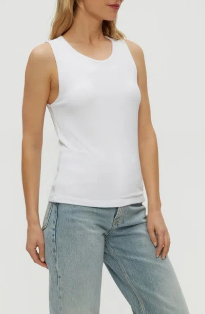 Michael Stars Kendall Crop Cotton Tank Top In Chalk