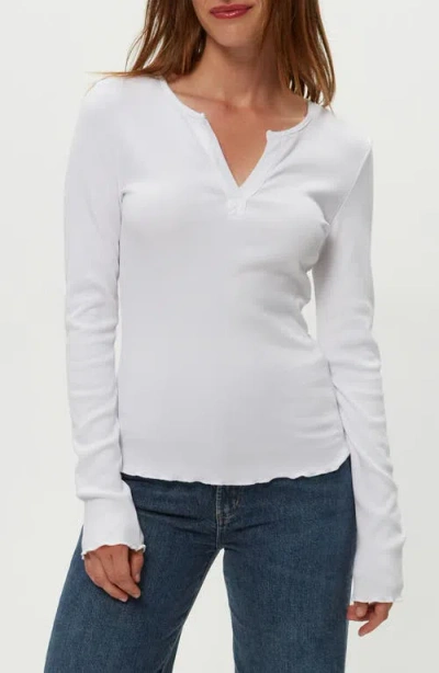 Michael Stars Salem Mixed Placket Henley Tee In White