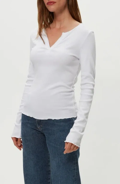 Michael Stars Salem Mixed Placket Henley Tee In White