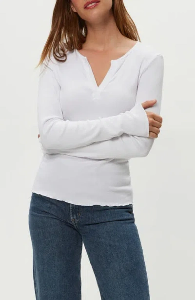 Michael Stars Salem Mixed Placket Henley Tee In White