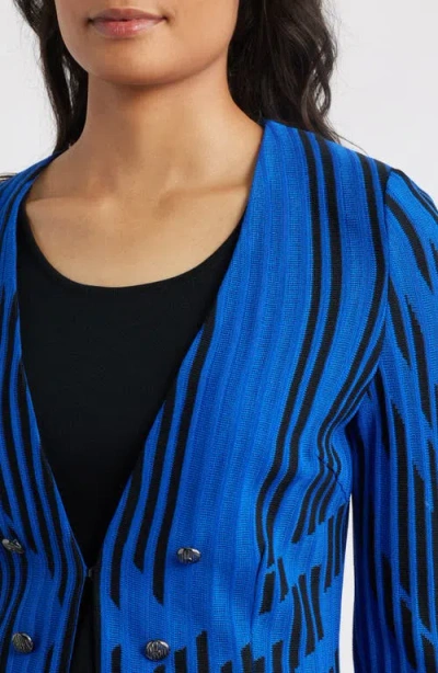 Ming Wang Dual Tone Rib Knit Jacket In Blue