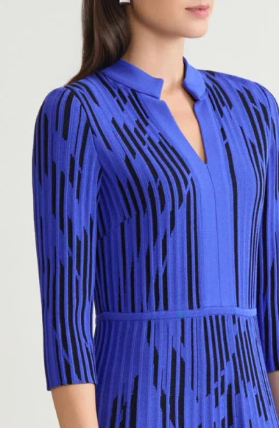 Ming Wang Dual-toned Soft Knit Dress In Blue