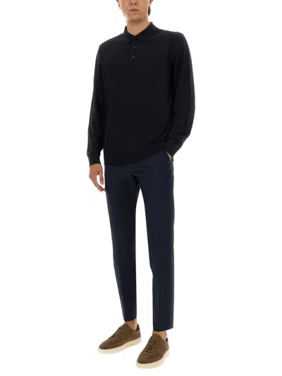 Hugo Boss Boss Camel Classic Knitted Polo With Three-button Placket In Black