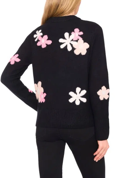 Cece Groovy Flower Sweater In Black
