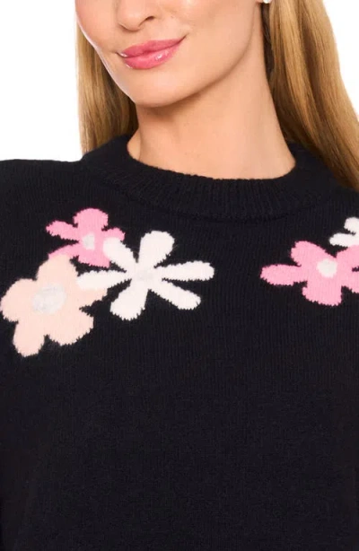 Cece Groovy Flower Sweater In Black
