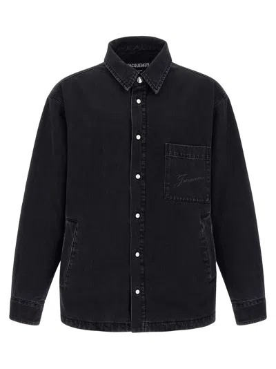 Jacquemus La Chemise Boulanger Quilted Denim Jacket In Black