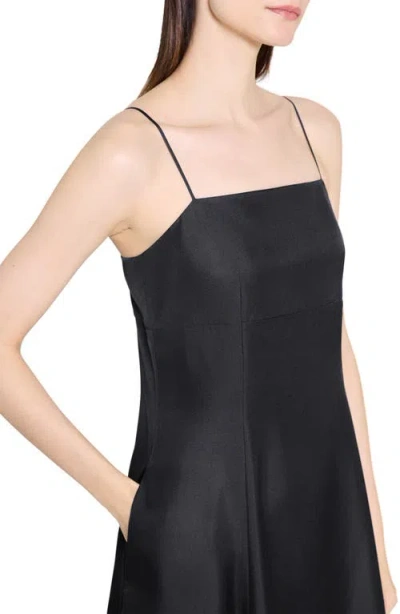 Theory Good Strappy A-line Linen Blend Dress In Black