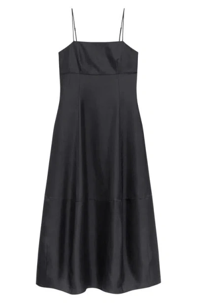 Theory Good Strappy A-line Linen Blend Dress In Black