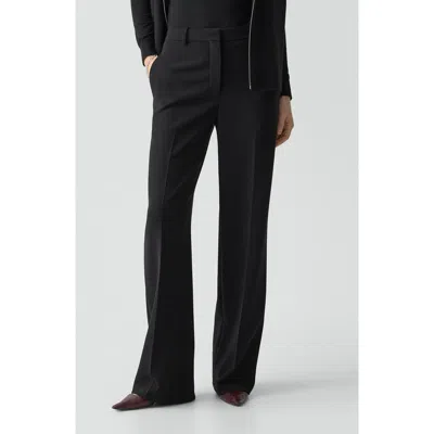 Theory Pleat Front Wide Leg Stretch Wool Pants In Black