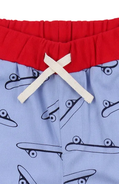 Lilly And Sid Lilly + Sid Organic Cotton Skateboard Print Shorts In Blue