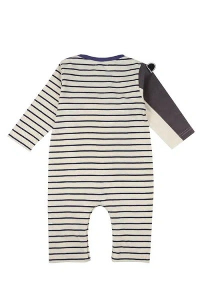Lilly And Sid Lilly + Sid Organic Cotton Badger Applique Romper In Blue