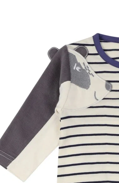 Lilly And Sid Lilly + Sid Organic Cotton Badger Applique Romper In Blue