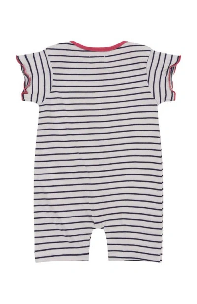 Lilly And Sid Lilly + Sid Organic Cotton Stripe Print Romper In Blue