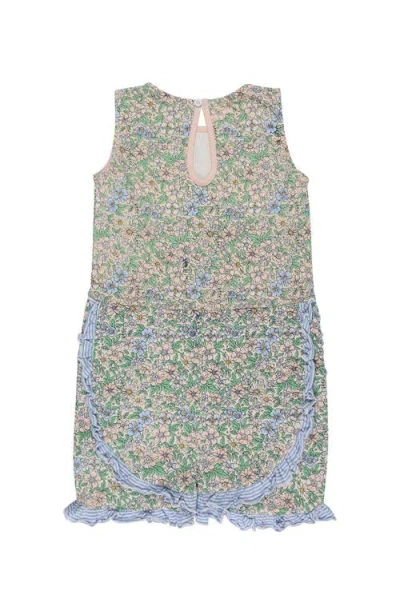 Lilly And Sid Lilly + Sid Organic Cotton Ditsy Floral Print Jumpsuit In Green