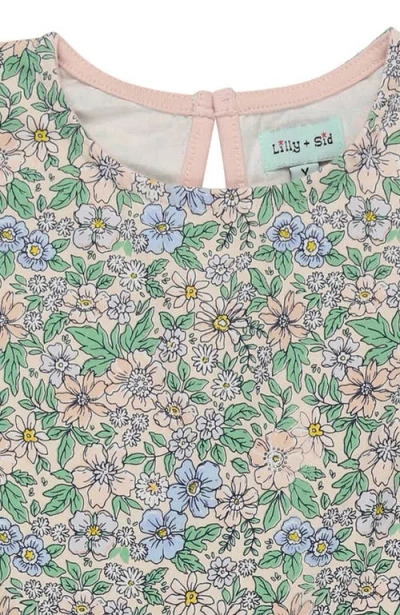 Lilly And Sid Lilly + Sid Organic Cotton Ditsy Floral Print Jumpsuit In Green