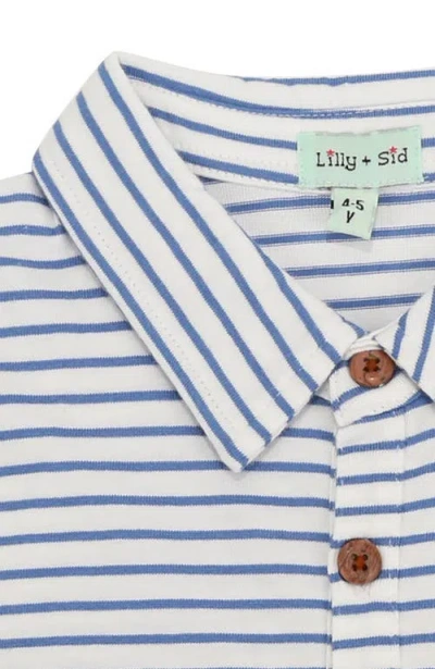 Lilly And Sid Lilly + Sid Organic Cotton Stripe Print T-shirt In Blue