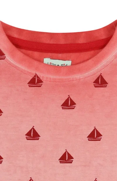 Lilly And Sid Lilly + Sid Organic Cotton Boat Print T-shirt In Red