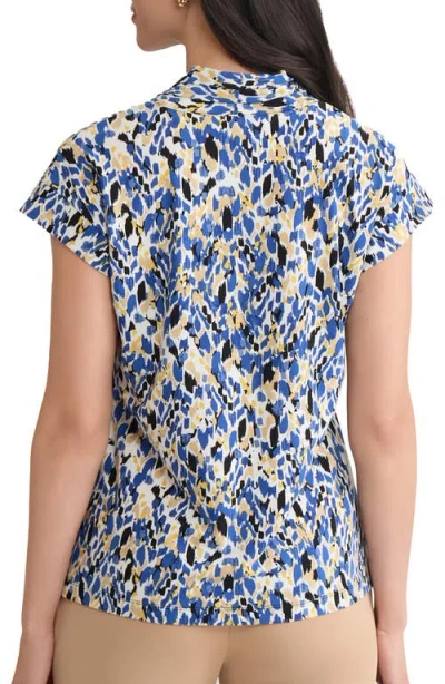 Kasper Women's Pleated V-neck Cap-sleeve Blouse, Regular & Petite In Blue