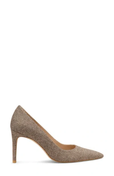 Stuart Weitzman 85mm Stuart Power Twill Pointed-toe Pumps In Brown