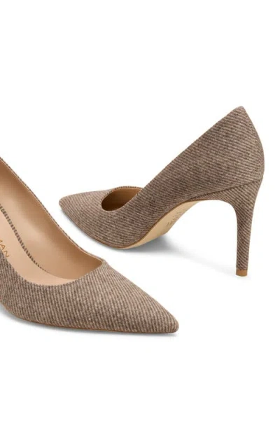 Stuart Weitzman 85mm Stuart Power Twill Pointed-toe Pumps In Brown
