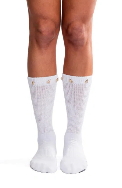 Arebesk Seashell Slouchy Grip Crew Socks In White