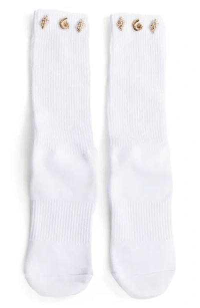 Arebesk Seashell Slouchy Grip Crew Socks In White