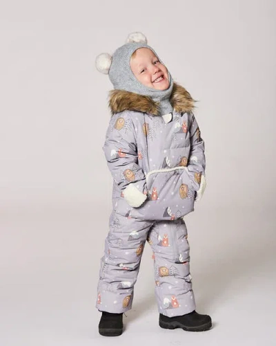 Deux Par Deux One-piece Snug Snowsuit Designed For Car Seat Bear In Multi