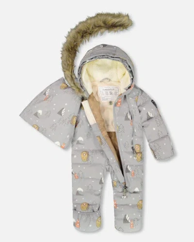 Deux Par Deux One-piece Snug Snowsuit Designed For Car Seat Bear In Multi