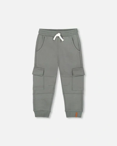 Deux Par Deux Fleece Sweatpants With Cargo Pockets In Gray