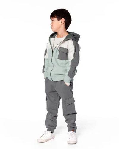 Deux Par Deux Fleece Sweatpants With Cargo Pockets In Gray
