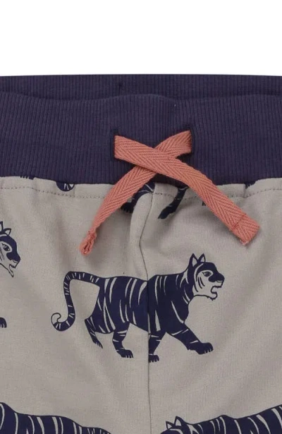 Lilly And Sid Lilly + Sid Organic Cotton Tiger And Stripe Shorts In Blue